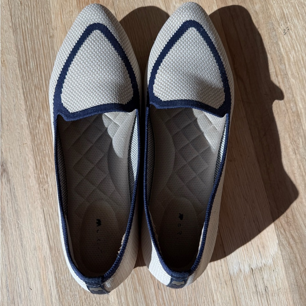 Birdies Navy and Cream Women's Loafers